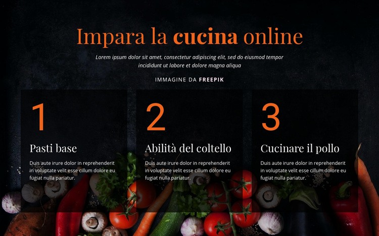 Corsi di cucina online Mockup del sito web