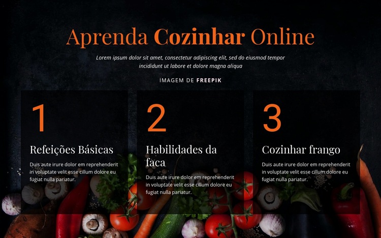 Cursos online de culinária Design do site