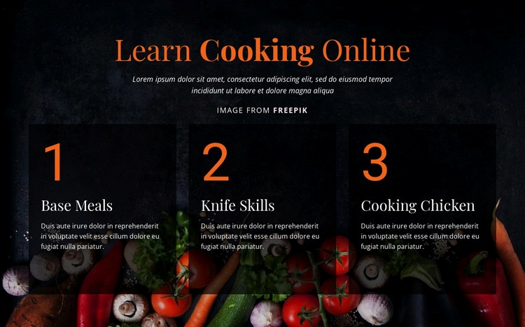 Matlagningskurser online Html webbplatsbyggare