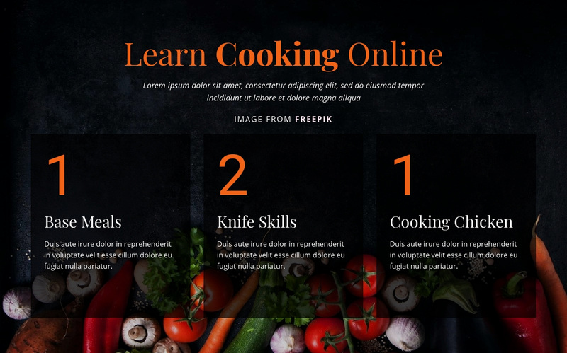Cooking online courses Web Page Design
