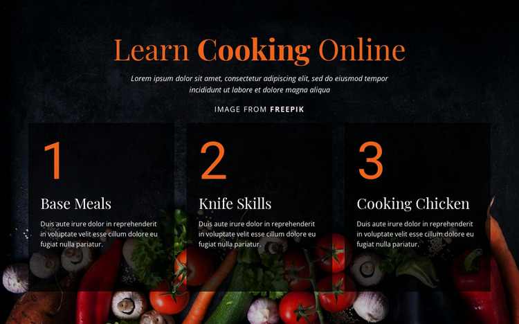 Cooking online courses Website Mockup