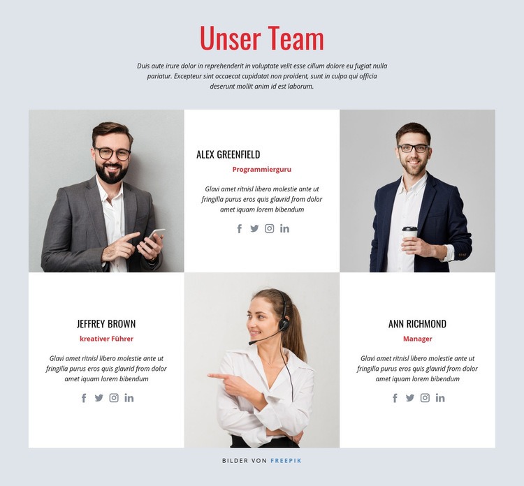  Erfolgreiches Designteam Landing Page