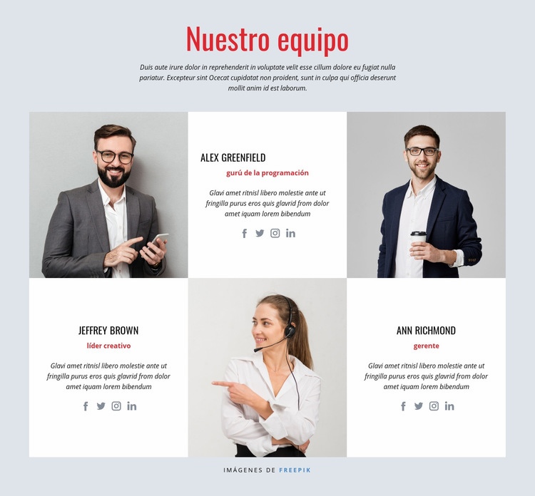  Equipo de diseño exitoso Creador de sitios web HTML