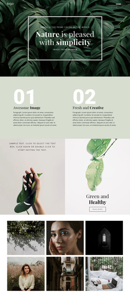 Beauty Simplicity Of Nature One Page Template