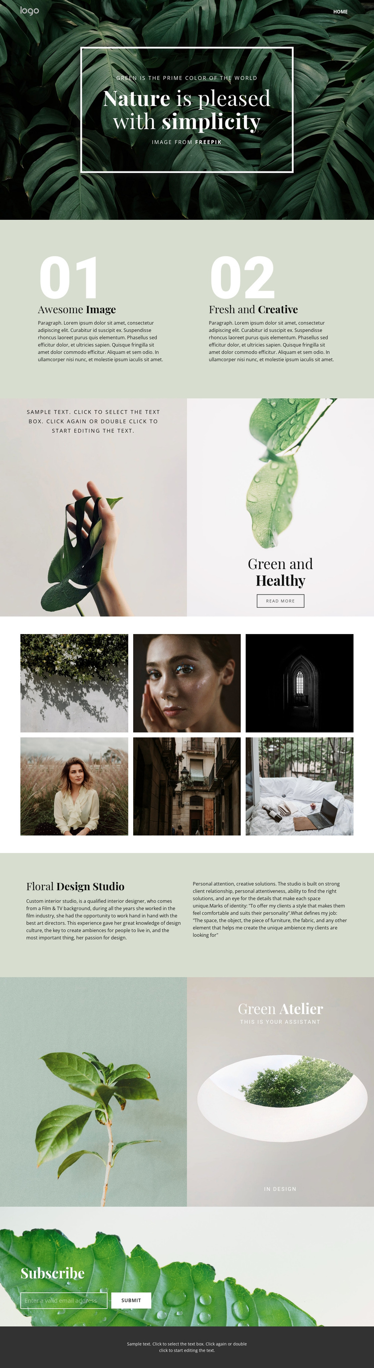 Beauty simplicity of nature One Page Template