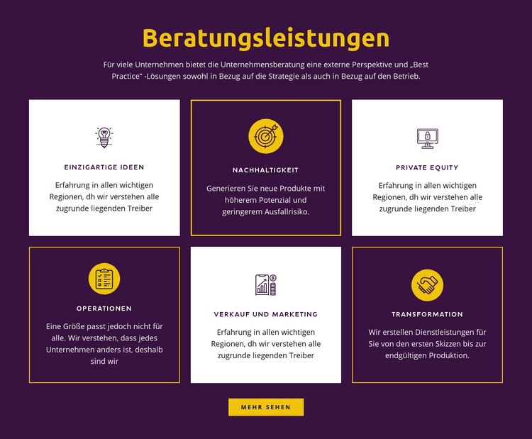 Globale Beratungsleistungen Landing Page