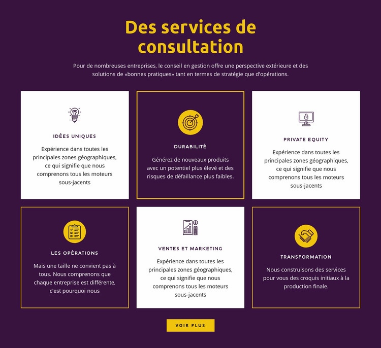 Services de conseil mondiaux Modèles de constructeur de sites Web