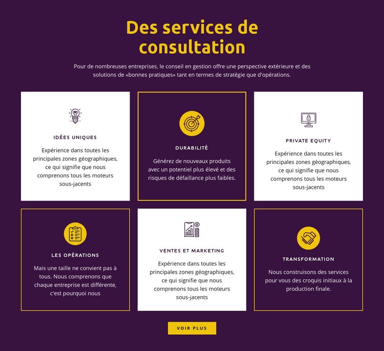 Services de conseil mondiaux Maquette de site Web
