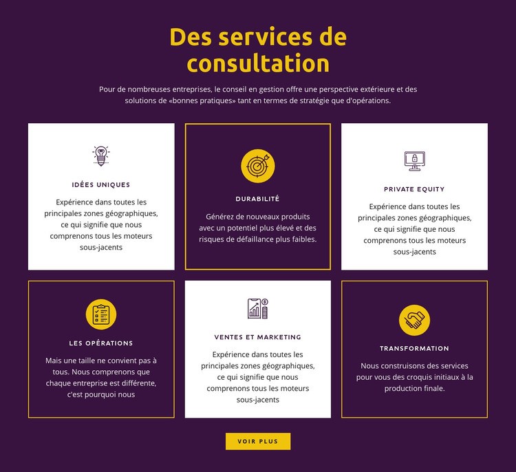 Services de conseil mondiaux Modèle d'une page