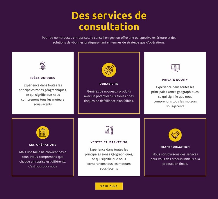 Services de conseil mondiaux Page de destination