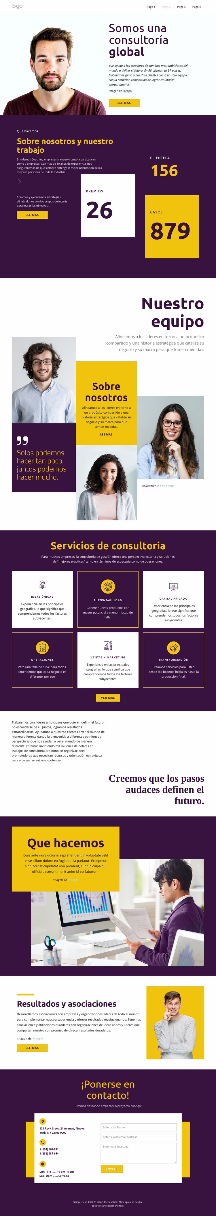 Consultores para grandes empresas Maqueta de sitio web