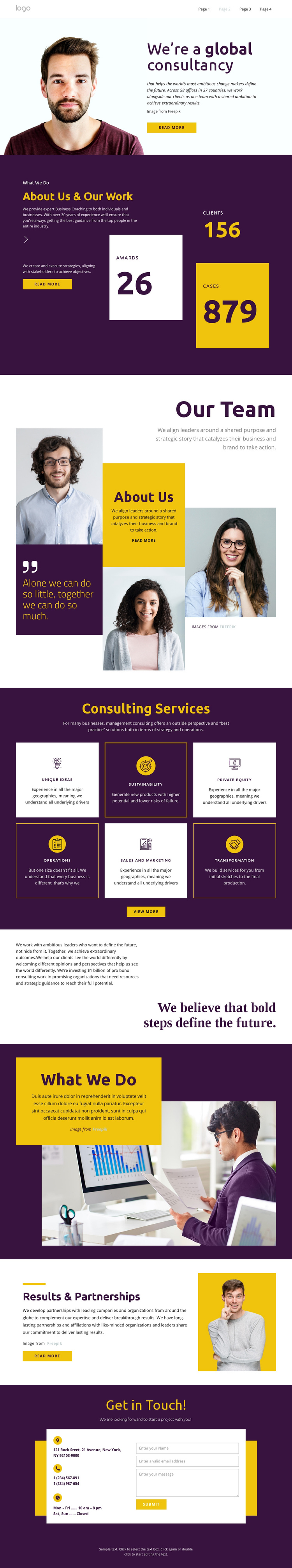 Consultants for big business One Page Template