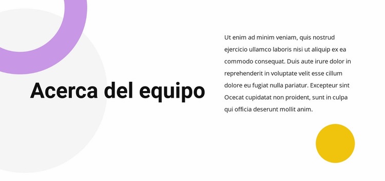 Texto del equipo Creador de sitios web HTML