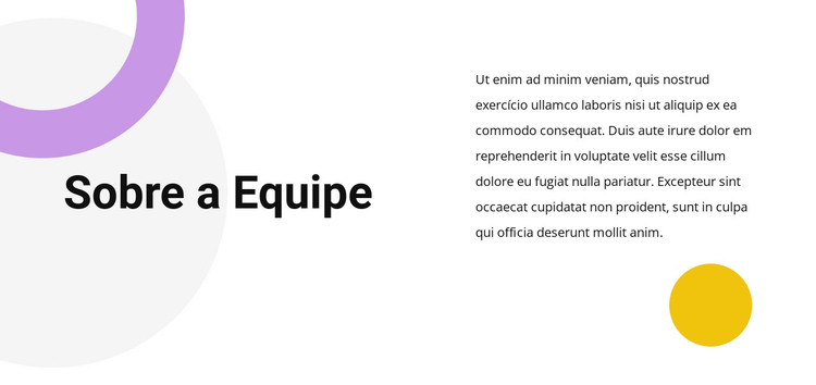 Texto da equipe Modelo HTML