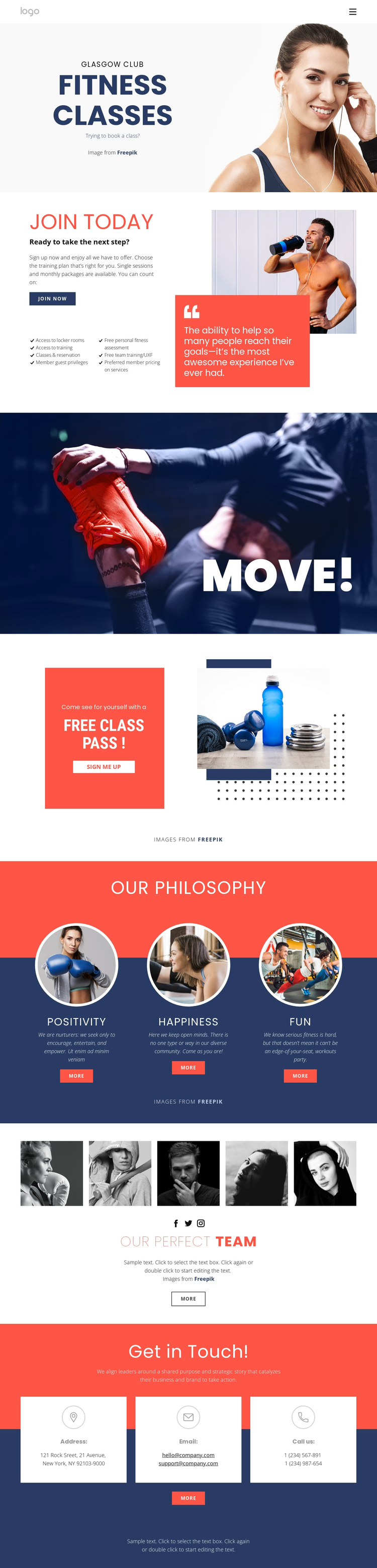 Fitness studio One Page Template