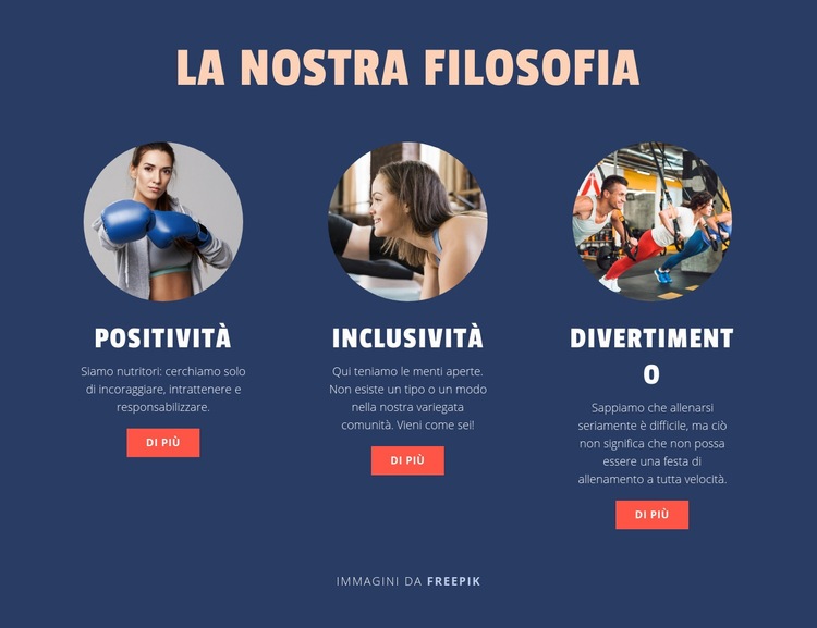 Filosofia del nostro club sportivo Costruttore di siti web HTML