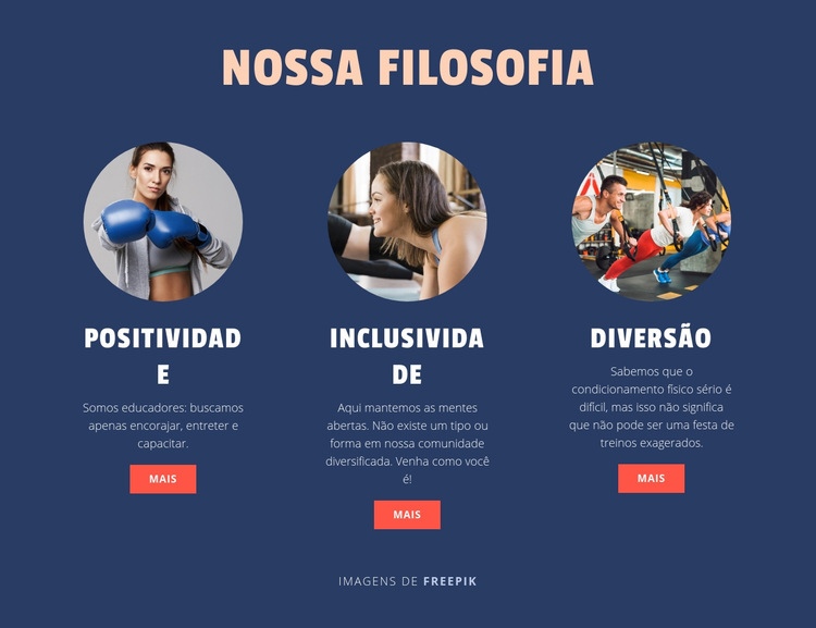 Filosofia do nosso Sport Club Modelo HTML5