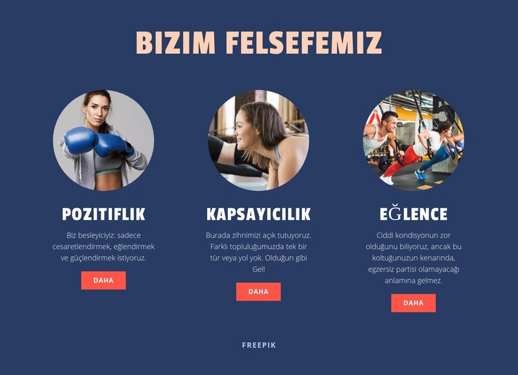 Spor Kulübümüzün Felsefesi HTML5 Şablonu