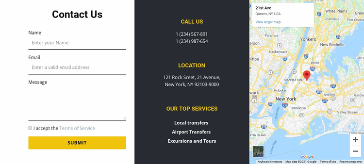 Contact us with map Website Mockup