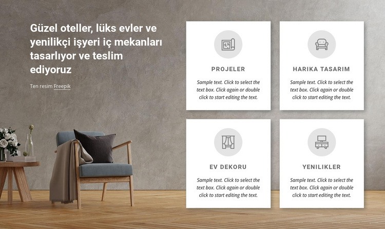 Lüks evler tasarlıyoruz Html Web Sitesi Oluşturucu