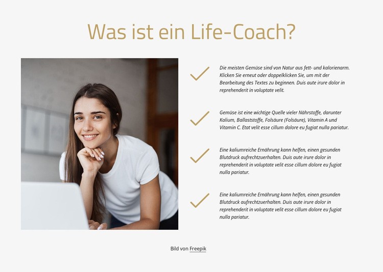 Was ist ein Life-Coach? Eine Seitenvorlage