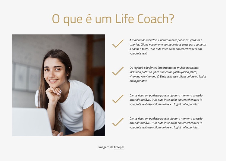 O que é um coach de vida Modelo de uma página