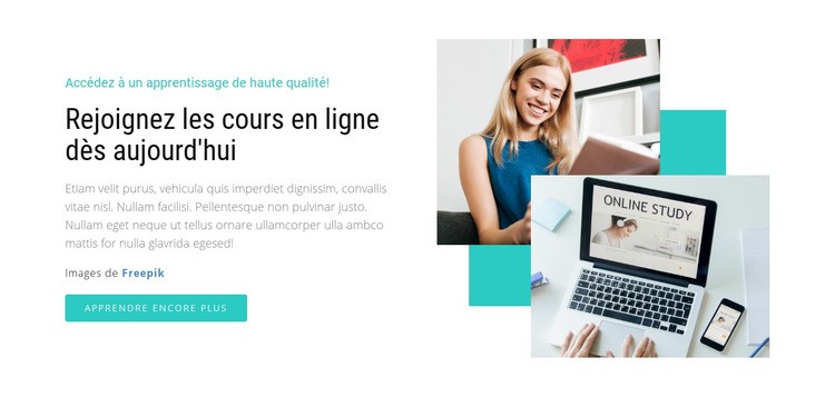 Rejoignez les cours en ligne aujourd'hui Conception de site Web