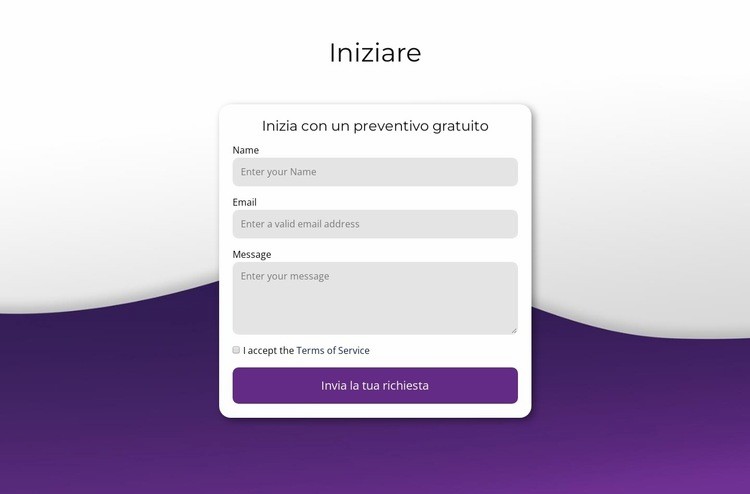 Chiedi informazioni Modelli di Website Builder