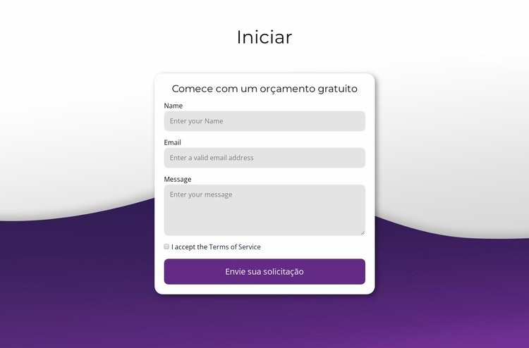 Peça informação Design do site