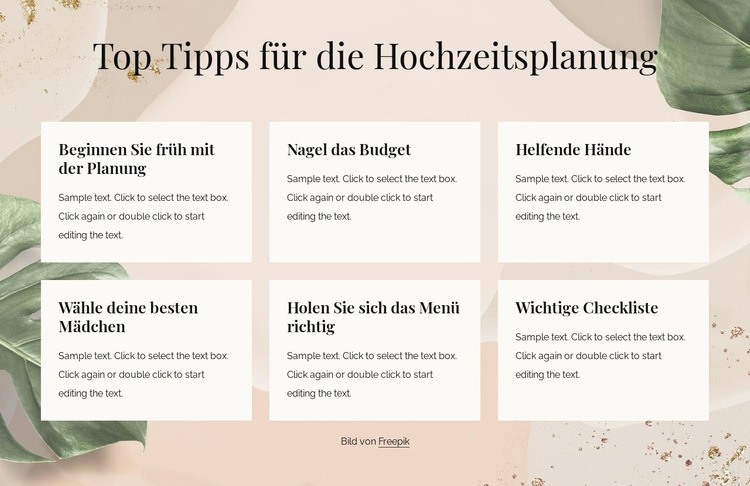 Die besten Tipps für die Hochzeitsplanung HTML Website Builder