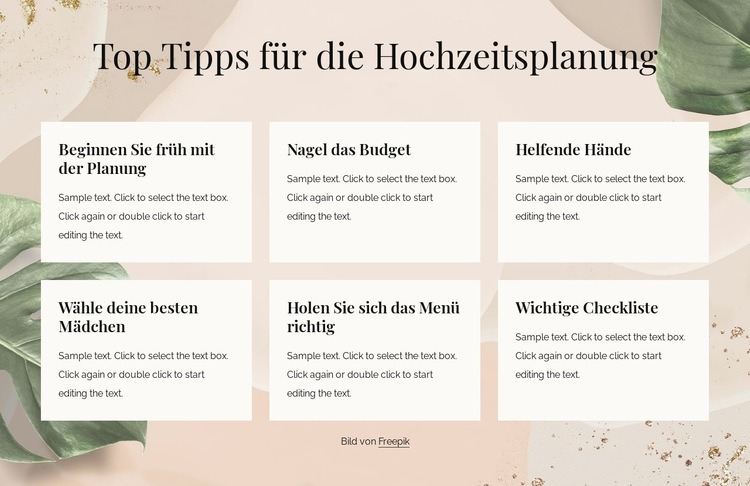 Die besten Tipps für die Hochzeitsplanung Website Builder-Vorlagen