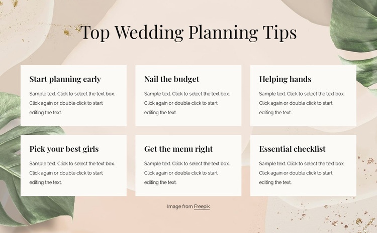 Top wedding planning tips Homepage Design