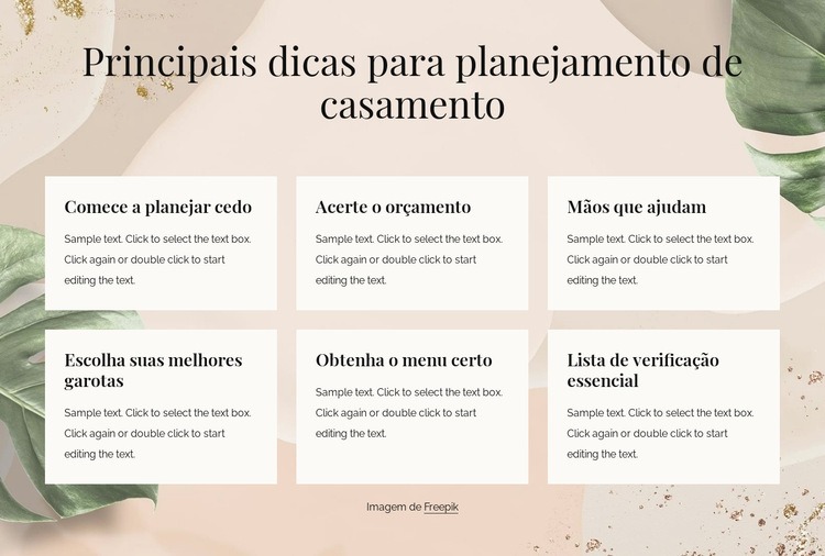 Principais dicas de planejamento de casamento Construtor de sites HTML