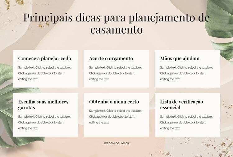 Principais dicas de planejamento de casamento Maquete do site