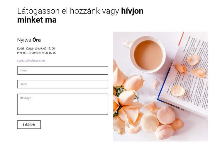 Caffe kapcsolatfelvételi űrlap Weboldal sablon