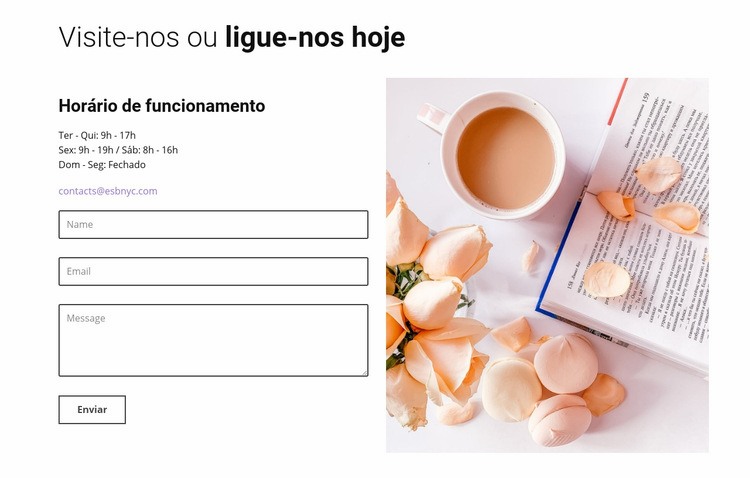 Formulário de contato Caffe Maquete do site