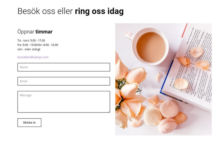 Kontaktformulär för kaffe Hemsidedesign