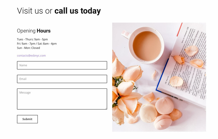 Caffe contact form Website Mockup