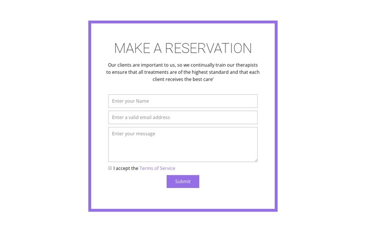 Reservation form  CSS Template