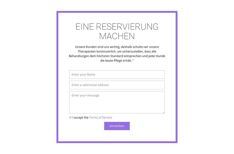 Reservierungsformular HTML5-Vorlage