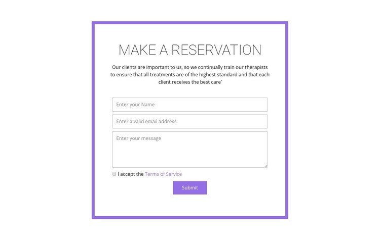 Reservation form  Elementor Template Alternative