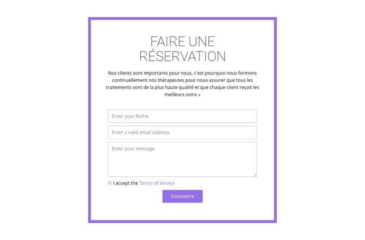 Formulaire de réservation Créateur de site Web HTML