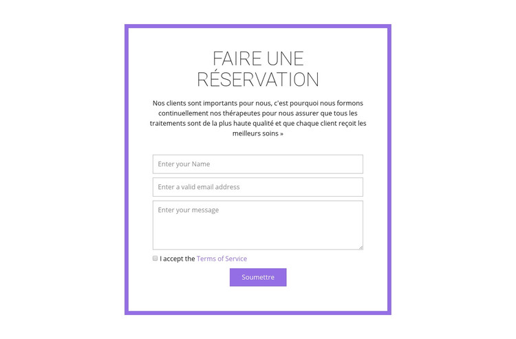 Formulaire de réservation Modèle HTML