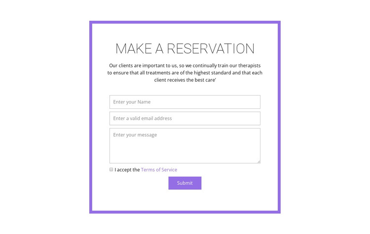 Reservation form  HTML Template