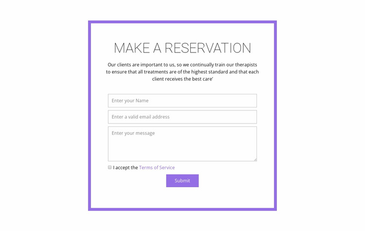 Reservation form  Html Website Builder