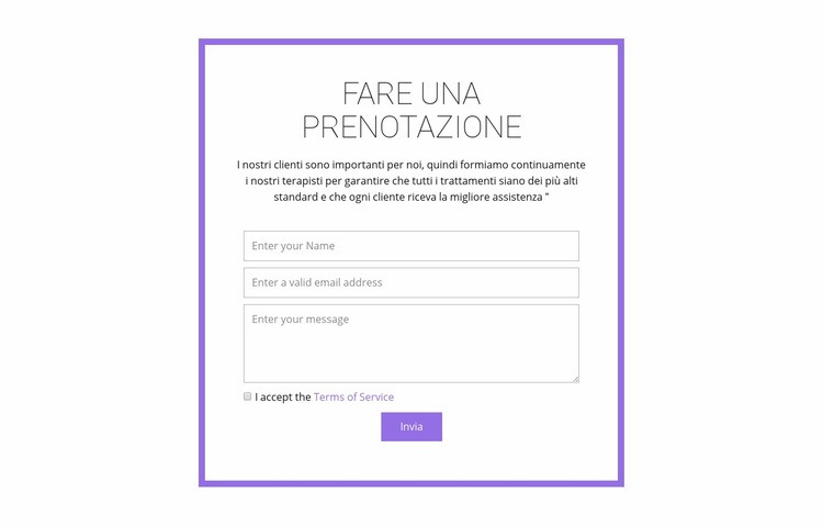 Modulo di prenotazione Modelli di Website Builder