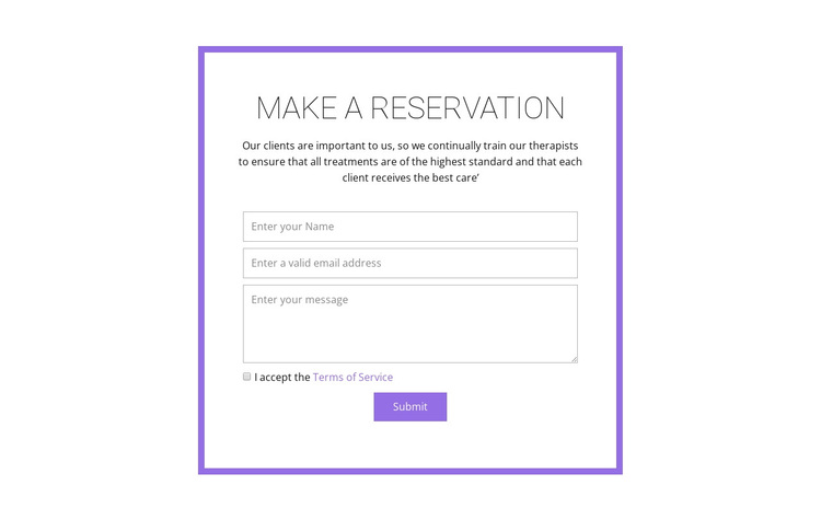 Reservation form  Joomla Page Builder