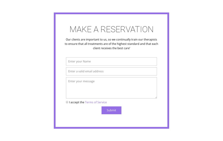 Reservation form  Joomla Template