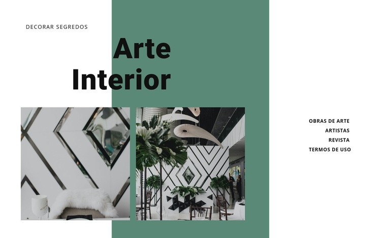 Arte de interiores com plantas Landing Page