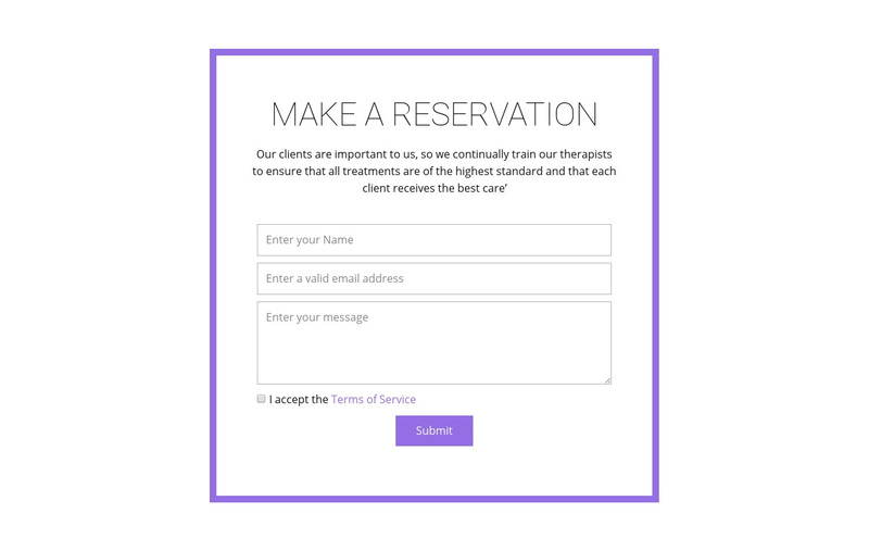 Reservation form  Web Page Design
